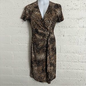 Anne Klein Womens Dress 4 Leopard Print Faux Wrap Bodycon Stretch S/S I20